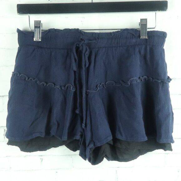 Altar'd State Pants - ALTERED STATE BLUE RUFFLE SHORTS WITH ELASTIC & DRAWSTRING WAISTBAND SIZE MED